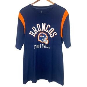 NFL Denver Broncos Football Helmet Logo Navy Blue T Shirt
